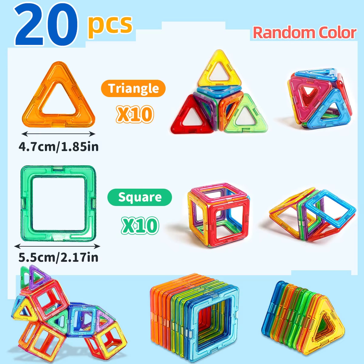 Magnetic Building Blocks DIY Magnets Toys Medium Size STEM Toys Construction Toys Learning Educational Magnet Toys